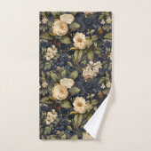 Elegant Blauwe Cream Bloemen Patroon Bad Handdoek (Handdoek)