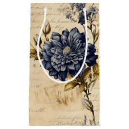 Elegant Blauwe Cream Bloemen Patroon Klein Cadeauzakje