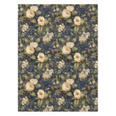 Elegant Blauwe Cream Bloemen Patroon Tafelkleed (Voorkant)