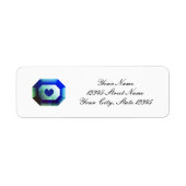 Elegant blauwe edelsteen juweel script huwelijksad etiket (Voorkant)