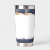 Elegant blauwe en goudpenseelstreken op maat geïsoleerde drinkbeker (Rechts)