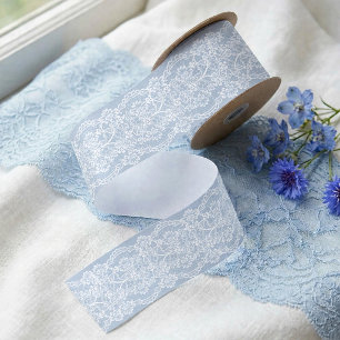 Elegant blauwe en witte kant baby shower jongen satijnen lint