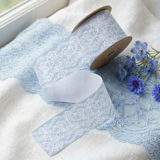 Elegant blauwe en witte kant baby shower jongen satijnen lint