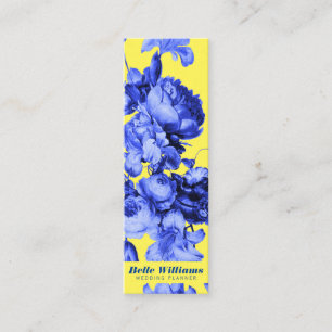 Elegant blauwe gele  florale afbeelding mini visitekaartje