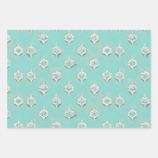 Elegant Blauwe Gemengde Textuur Inpakpapier Vel (Voorkant)