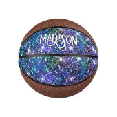 Elegant blauwe groene faux Glitter monogram Basketbal (Voorkant)