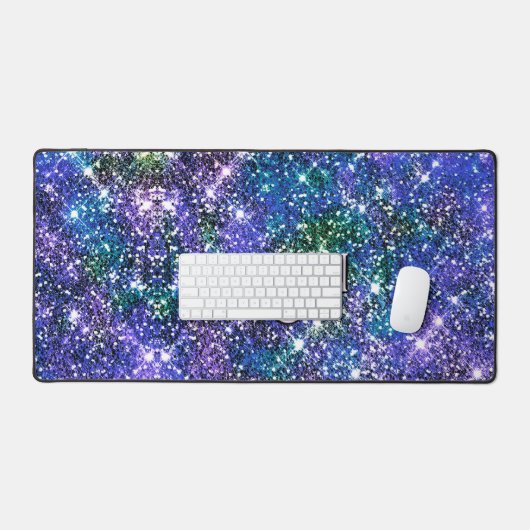 Elegant blauwe groene faux Glitter monogram Bureaumat (Keyboard & Muis)