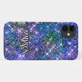 Elegant blauwe groene faux Glitter monogram Case-Mate iPhone Case (Achterkant (horizontaal))