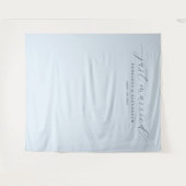 Elegant blauwe "Just Married"-banner Wandkleed (Voorkant (horizontaal))