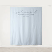 Elegant blauwe "Just Married"-banner Wandkleed (Voorkant)