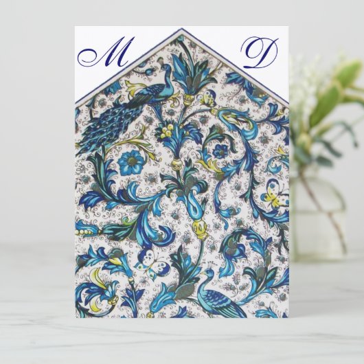 ELEGANT BLAUWE MONOGRAM MET WEDING KAART (Staand voorkant)