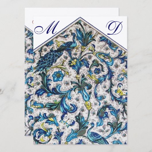 ELEGANT BLAUWE MONOGRAM MET WEDING KAART (Voorkant / Achterkant)