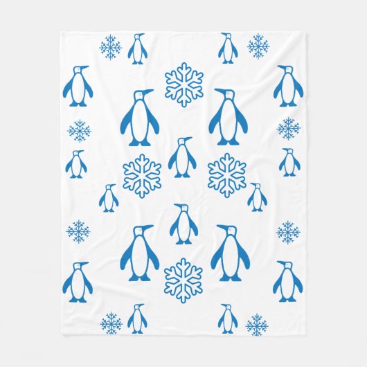 Elegant blauwe pinguïns met sneeuwvlokken fleece deken (Voorkant)