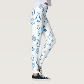 Elegant blauwe pinguïns met sneeuwvlokken leggings (Rechts)