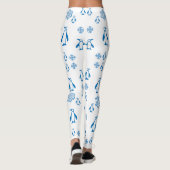 Elegant blauwe pinguïns met sneeuwvlokken leggings (Achterkant)