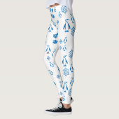 Elegant blauwe pinguïns met sneeuwvlokken leggings (Links)