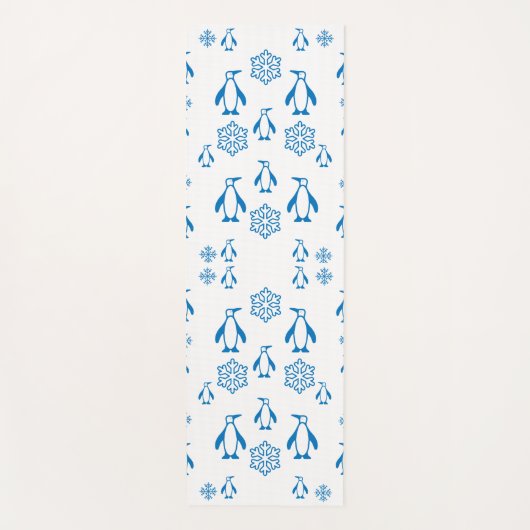 Elegant blauwe pinguïns met sneeuwvlokken yogamat (Voorkant)