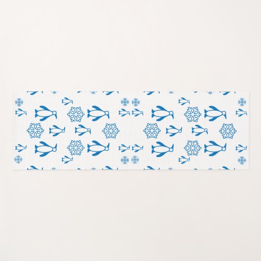 Elegant blauwe pinguïns met sneeuwvlokken yogamat (Voorkant (horizontaal))