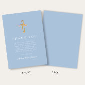 Elegant Blauwe Religieuze Kruis Eerste Communie Bedankkaart