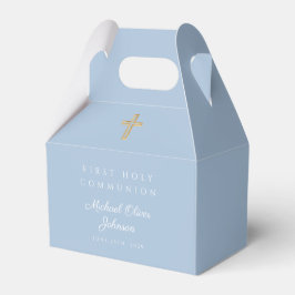 Elegant Blauwe Religieuze Kruis Jongen Eerste Comm Bedankdoosjes