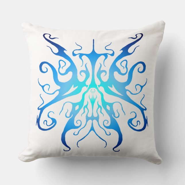 Elegant Blauwe Stam Masker Abstract Design Kussen (Voorkant)