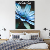 Elegant blauwe ventilator op zwarte achtergrond canvas afdruk (Insitu (Slaapkamer))