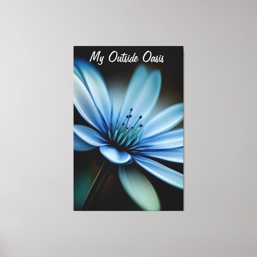 Elegant blauwe ventilator op zwarte achtergrond canvas afdruk (Voorkant)