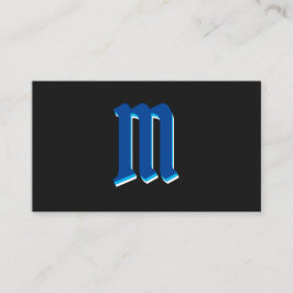 Elegant blauwe vormen op zwart monogram 3d effect visitekaartje
