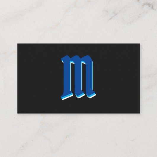 Elegant blauwe vormen op zwart monogram 3d effect visitekaartje (Voorkant)