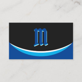 Elegant blauwe vormen op zwart monogram 3d effect visitekaartje