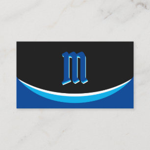 Elegant blauwe vormen op zwart monogram 3d effect visitekaartje
