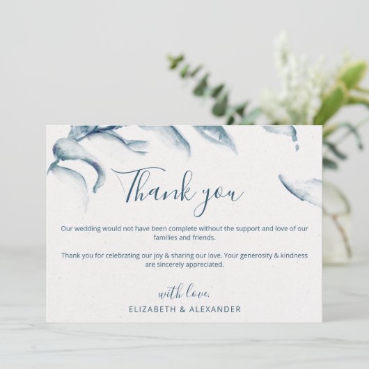 Elegant blauwe waterverf romantische eenvoudige br bedankkaart (Staand voorkant)