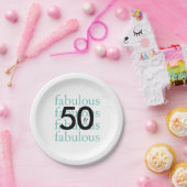 Elegant Blauwgroen 50e verjaardag Bord papier (Feest)