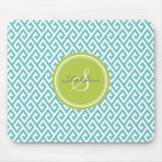 Elegant blauwgroen abstract geometrisch muismat (Voorkant)