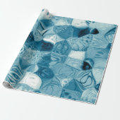 Elegant Blauwgroen Abstract Geometrisch Schema | Cadeaupapier (Uitgerold)