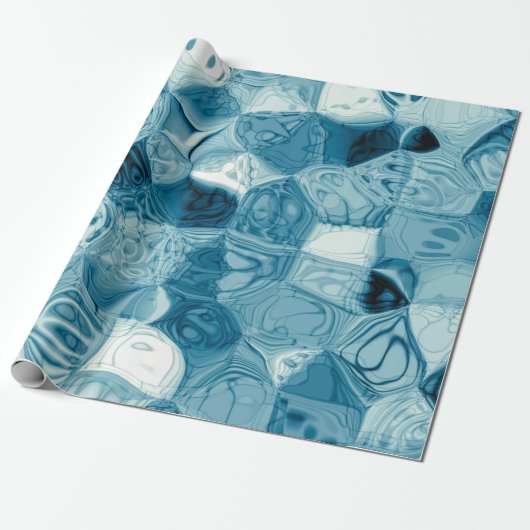 Elegant Blauwgroen Abstract Geometrisch Schema | Cadeaupapier (Uitgerold)