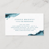 Elegant Blauwgroen agate Glitter Monogram Script Visitekaartje (Achterkant)