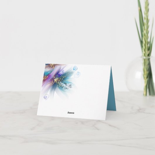 Elegant Blauwgroen Amethyst Abstracte Floral Bedankkaart (Achterkant)