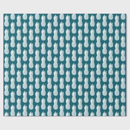 Elegant blauwgroen ananas fruitpatroon op maat cadeaupapier (Vlak)