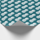 Elegant blauwgroen ananas fruitpatroon op maat cadeaupapier (Hoek)