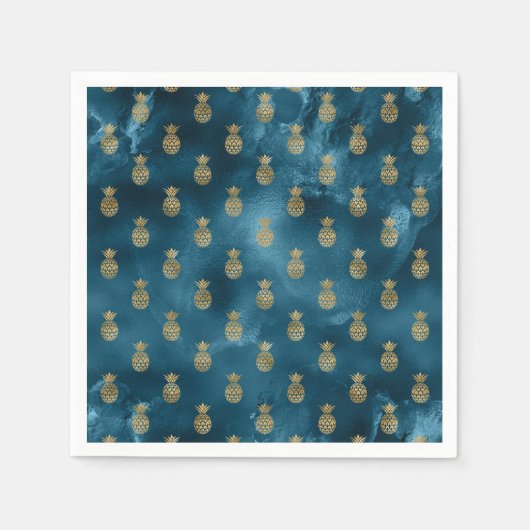 Elegant Blauwgroen ananas Satin Servet (Voorkant)