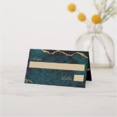 Elegant Blauwgroen Aqua Agate Wedding Plaatskaartje (Voorkant)
