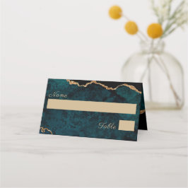 Elegant Blauwgroen Aqua Agate Wedding Plaatskaartje