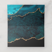 Elegant Blauwgroen Aqua Agate Wedding Plaatskaartje (Binnenkant ongevouwen)