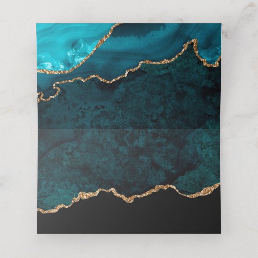Elegant Blauwgroen Aqua Agate Wedding Plaatskaartje (Binnenkant ongevouwen)