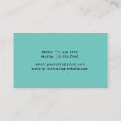 Elegant Blauwgroen Aqua Minimal Custom Logo Visitekaartje (Achterkant)