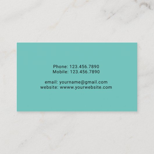 Elegant Blauwgroen Aqua Minimal Custom Logo Visitekaartje (Achterkant)