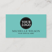 Elegant Blauwgroen Aqua Minimal Custom Logo Visitekaartje (Voorkant)