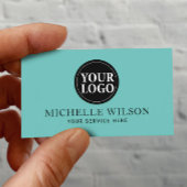 Elegant Blauwgroen Aqua Minimal Custom Logo Visitekaartje