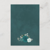 Elegant Blauwgroen & Aqua Rozen Trouwdetails QR Co Informatiekaartje (Achterkant)
